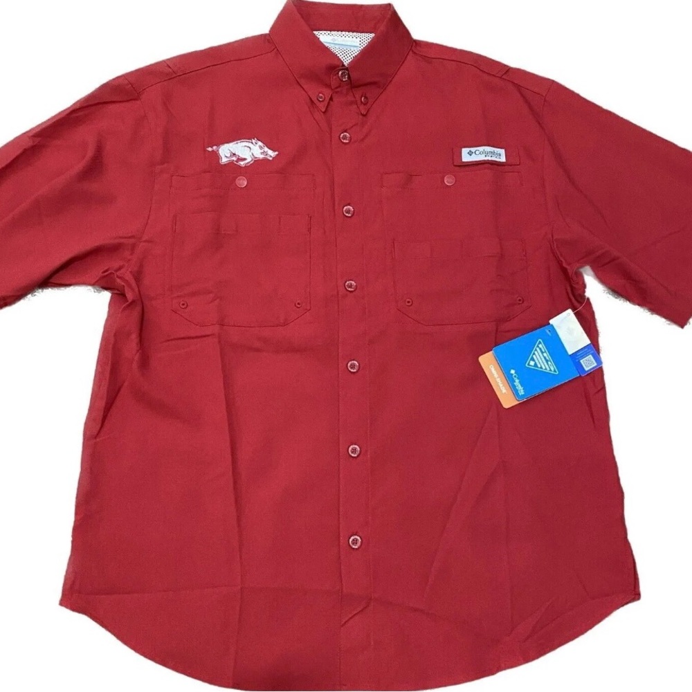 Columbia PFG Arkansas Razorbacks Short Sleeve Vented Shirt Omni Shade